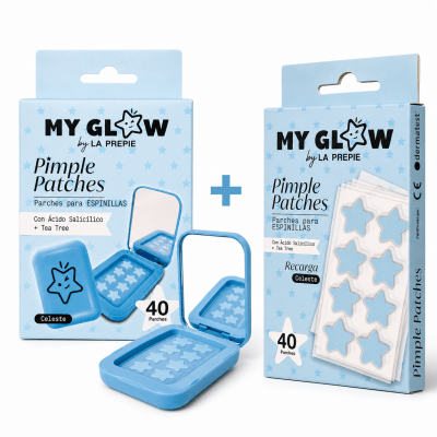 Pack lanzamiento pimple patch celeste case + refill1