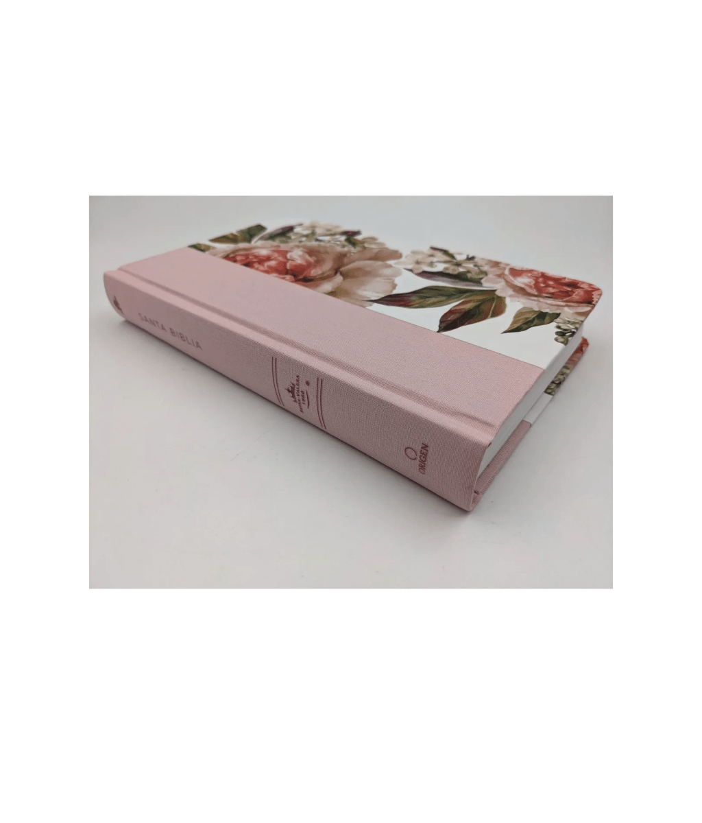 Biblia Reina Valera 1960. Tela rosada con flores2