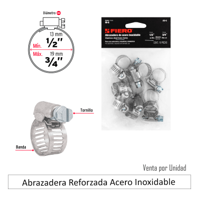 Abrazadera Reforzada Acero Inox