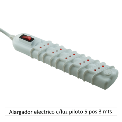 Alargador electrico c/luz piloto 5 pos 3 mts Rittig Blanco