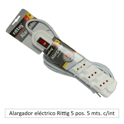 Alargador eléctrico Rittig 5 posiciones 5 mts. con interruptor