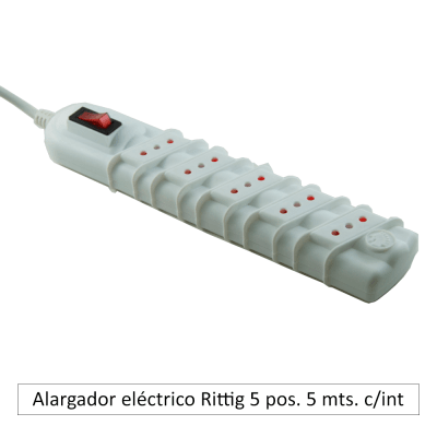 Alargador eléctrico Rittig 5 posiciones 5 mts. con interruptor