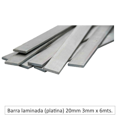 Barra laminada (platina) 20 mm x 3mm x 6mts.