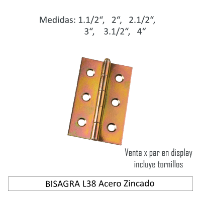 BISAGRA L38 Acero Zincado
