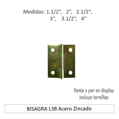 BISAGRA L38 Acero Zincado