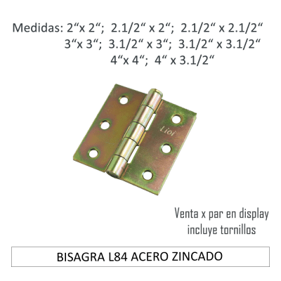 BISAGRA L84 ACERO ZINCADO