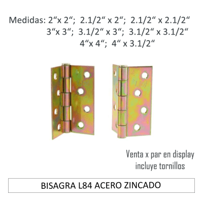 BISAGRA L84 ACERO ZINCADO