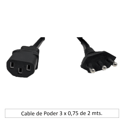 Cable de poder 3 x 0,75 de 2 mts