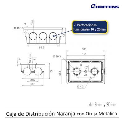 Caja de Distribución Naranja Oreja Metálica