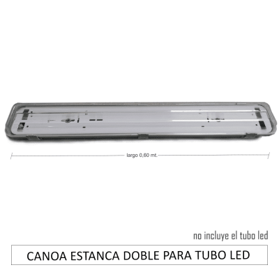 CANOA ESTANCA DOBLE PARA TUBO LED 