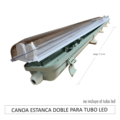 CANOA ESTANCA DOBLE PARA TUBO LED 