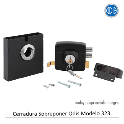 Cerradura Sobreponer Odis Modelo 323 con Caja Metálica Negro