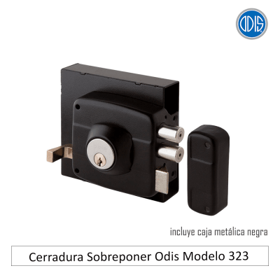 Cerradura Sobreponer Odis Modelo 323 con Caja Metálica Negro