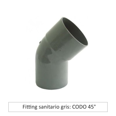 Codo Sanitario Gris 90° y 45°