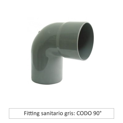 Codo Sanitario Gris 90° y 45°