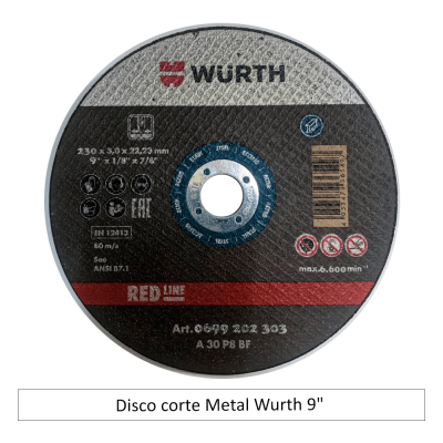 Disco corte Metal Wurth 9