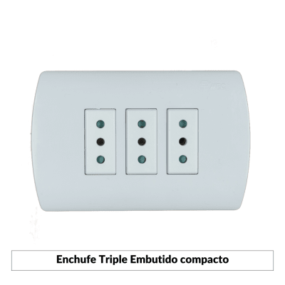 Enchufe triple Embutido compacto