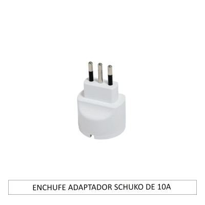 Enchufe adaptador Shuko de 10A c/tierra Blanco