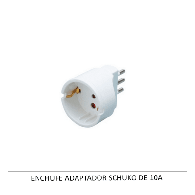 Enchufe adaptador Shuko de 10A c/tierra Blanco