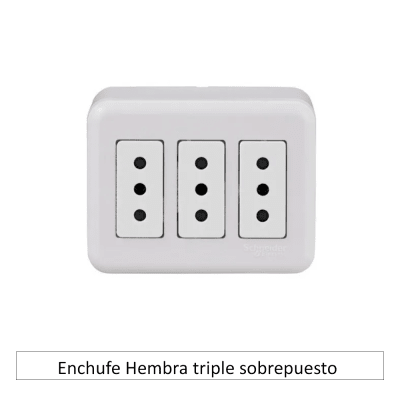 Enchufe Hembra triple sobrepuesto