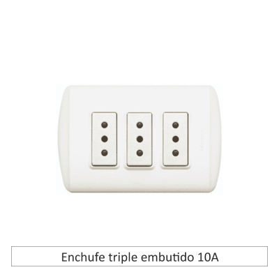 Enchufe triple Embutido 10A