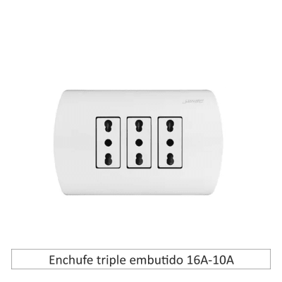 Enchufe triple embutido 10/16 A