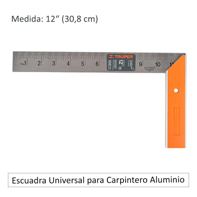 Escuadra Carpintero Acero Inox.