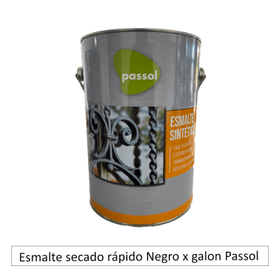 Esmalte secado rápido Negro x galon Passol