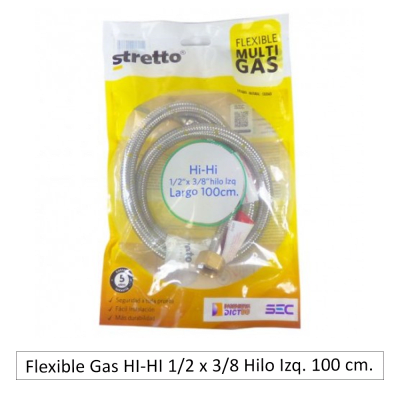 Flexible Gas HI-HI 1/2 x 3/8 Hilo Izq. 100 cm.