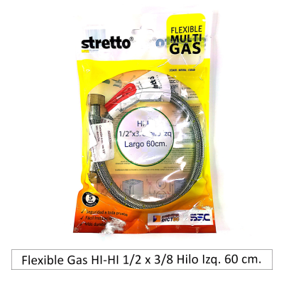 Flexible Gas HI-HI 1/2 x 3/8 Hilo Izq. 60 cm.