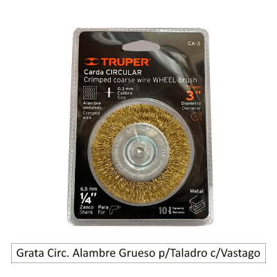 Grata Circ. Alambre Grueso p/Taladro c/Vastago