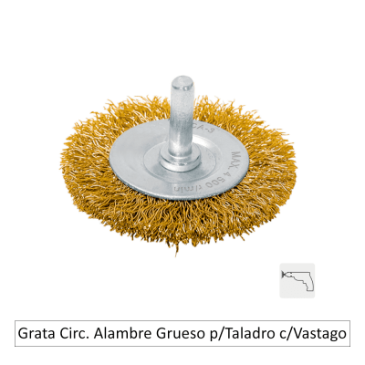 Grata Circ. Alambre Grueso p/Taladro c/Vastago