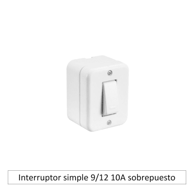 Interruptor simple 9/12 10A sobrepuesto