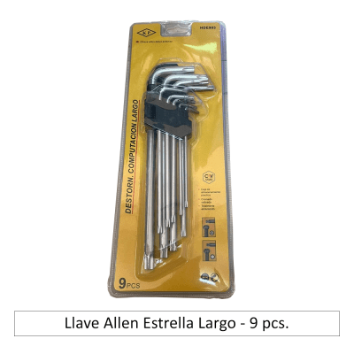 Llave Allen Estrella largo 9 pcs.