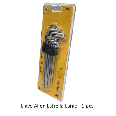 Llave Allen Estrella largo 9 pcs.