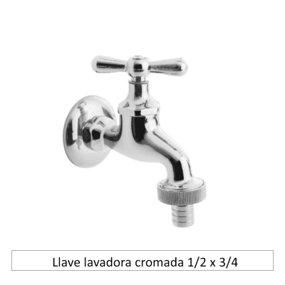 Llave lavadora cromada 1/2 x 3/4