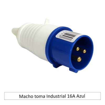 Macho toma Industrial 16A Azul