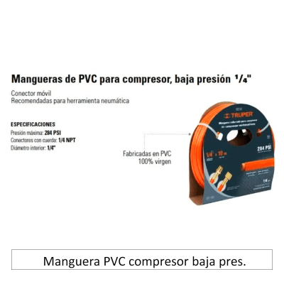 Manguera PVC compresor baja pres.