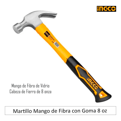 Martillo Mango de Fibra con Goma INGCO 8 Oz