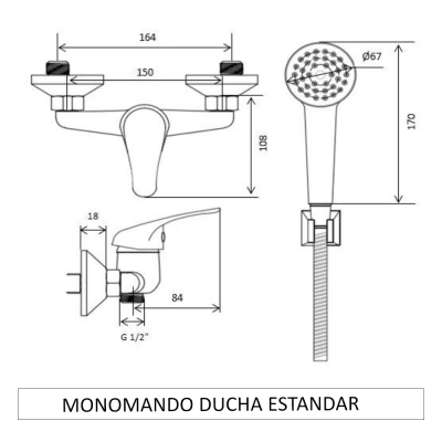 MONOMANDO DUCHA ESTANDAR HOFFENS