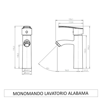 MONOMANDO LAVATORIO ALABAMA