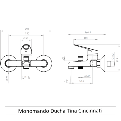 Monomando Ducha Tina Cincinnati