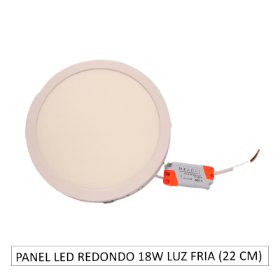Panel Led Redondo Sobrepuesto 18w Luz Fria (22 cm)