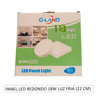Panel Led Redondo Sobrepuesto 18w Luz Fria (22 cm)