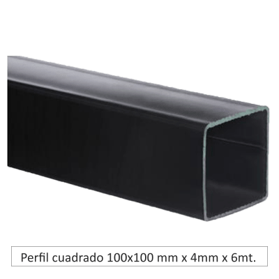 Perfil cuadrado 100 x 100 mm x 4mm x 6mts.