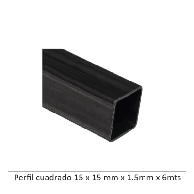 Perfil cuadrado 15 x 15 mm x 1.5mm x 6mts.