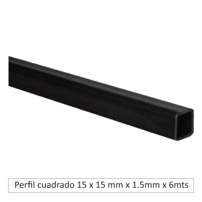 Perfil cuadrado 15 x 15 mm x 1.5mm x 6mts.