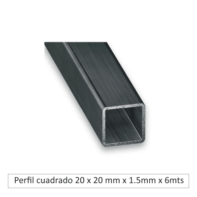 Perfil cuadrado 20 x 20 mm x 1.5mm x 6 mts.