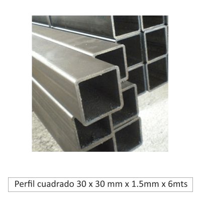Perfil cuadrado 30 x 30 mm x 1.5mm x 6mts.