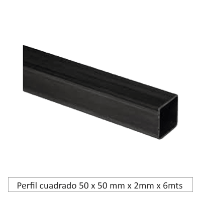 Perfil cuadrado 50 x 50 mm x 2mm x 6mts.